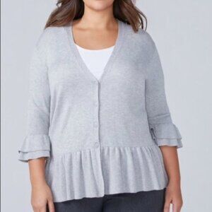 Lane Bryant Ruffle Sleeve Cardigan Sweater 26/28